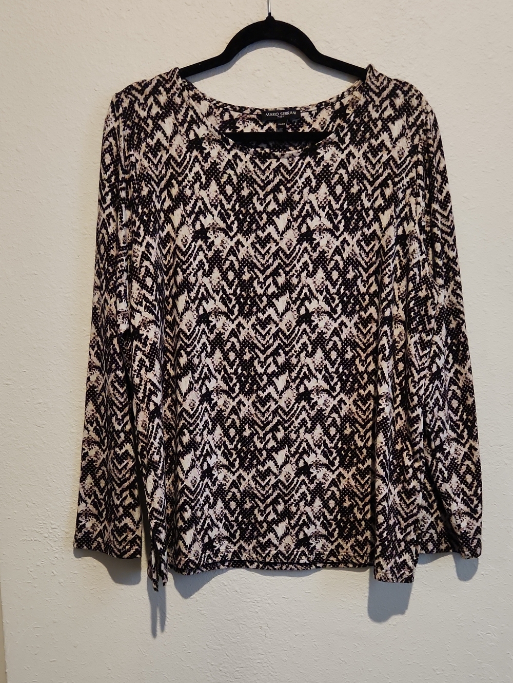 Mario Serrani Italy Aztec Print Long Sleeve Top XL